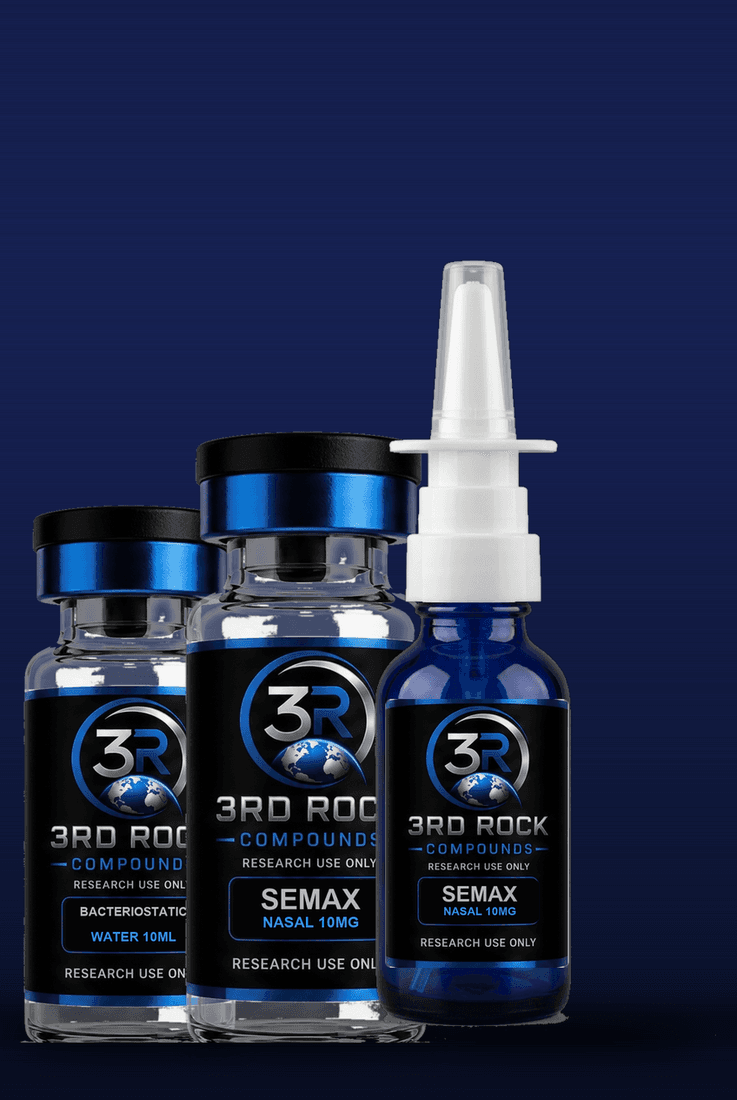 SEMAX NASAL 10MG: peptide vial, nasal spray bottle and bacteriostatic water, 3rd Rock Compounds